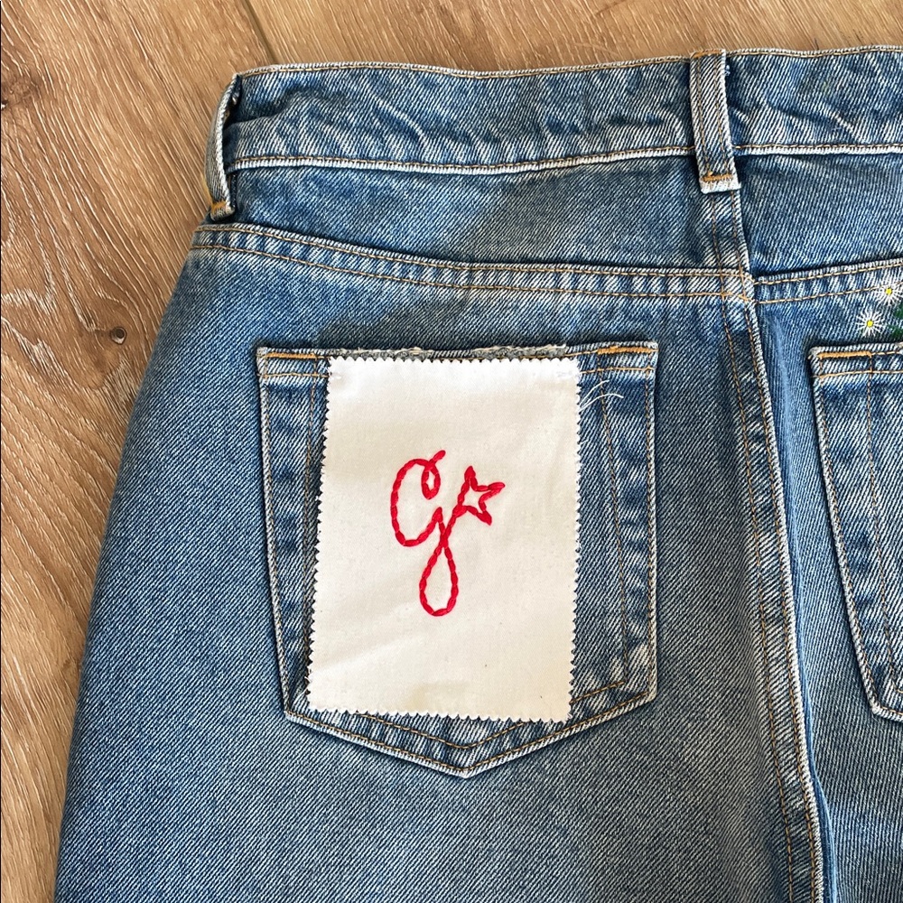 Golden Goose Blue Straight Leg Jeans with Star Embellishments. Made in Italy - Picture 7 of 16